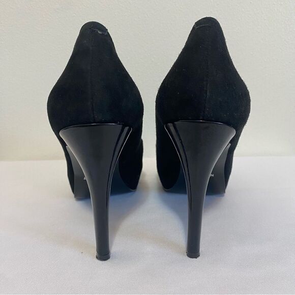 NINE WEST Bonfired Black Suede Peep toe Heels - Picture 8 of 12